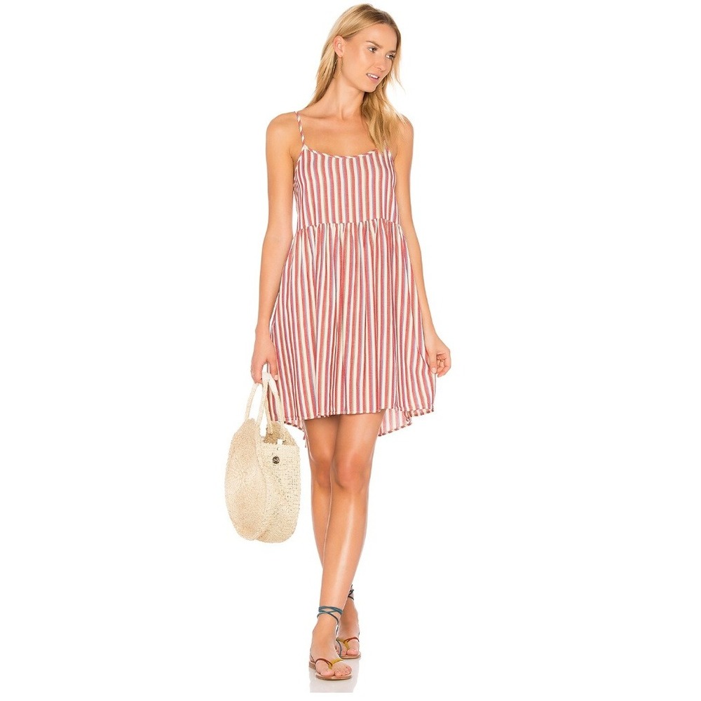 The Great Terrace Dress‎ Womens 2 Medium Mini Red White Stripe Boho Indie Resort